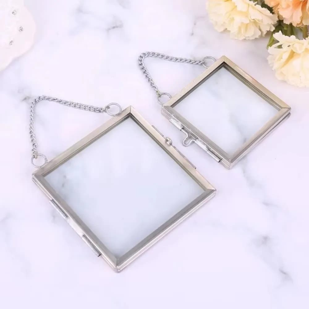 Frame Metal Photo Frame Fa-da-Te with Transparent Glass, Hanging Images, Frame for Flowers and Plants, Home and Office Decoration