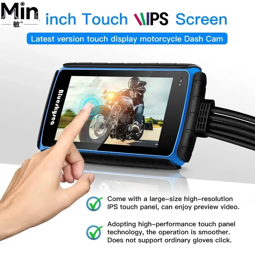 Nuova Dash Cam per Moto DV988 2025, Doppia Lente 1080P, DVR con Schermo Touch IPS da 4'', Impermeabile IP66, GPS, Registrazione in Loop