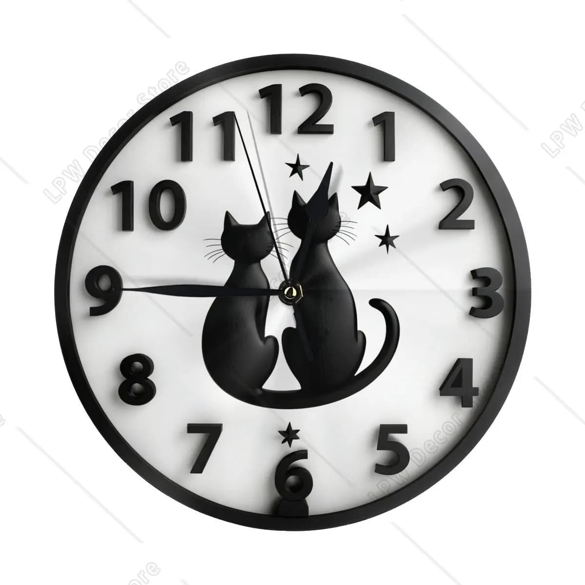 Orologio da parete con stella di gatti carini Stampa orologi rotondi decorativi per soggiorno, cucina, camera da letto, soggiorno, orologio da parete