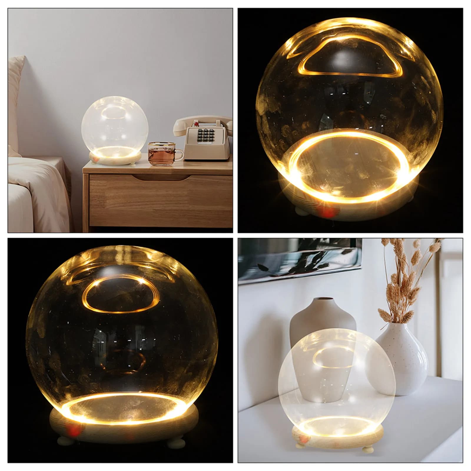 Vetrina a Cupola in Vetro con Elegante Base in Legno per Fiori Secchi, Piante Artificiali, Terrari, Decorazione da Scrivania
