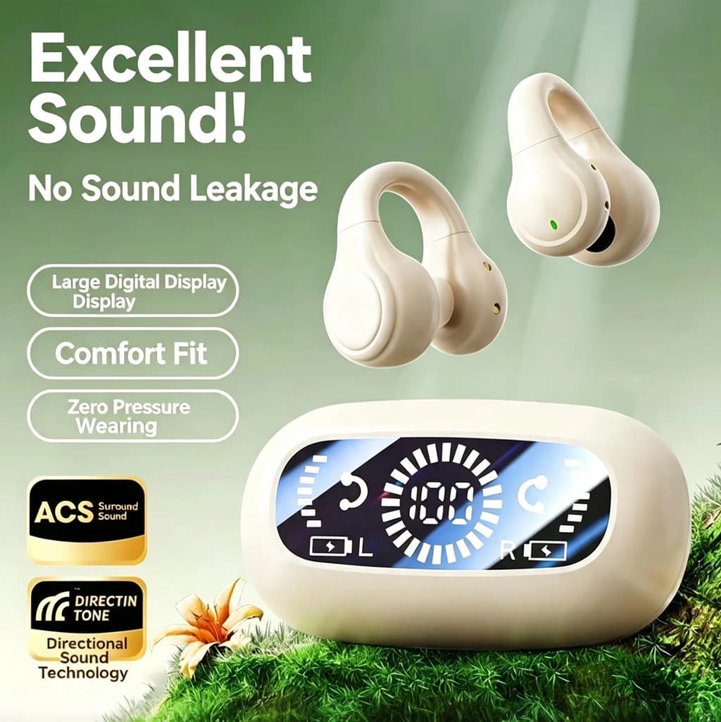 Wireless Headphones Bluetooth Headset With Mic Handsfree Noise Canceling Earphones Clip Ear Music Sports Gaming Earplug
