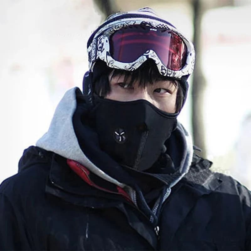 Winter Cycling Mask Warm Windproof Dustproof Motocycle Half Face Cover Breathable Mesh Polar Fleece Thermal Ski Face Mask
