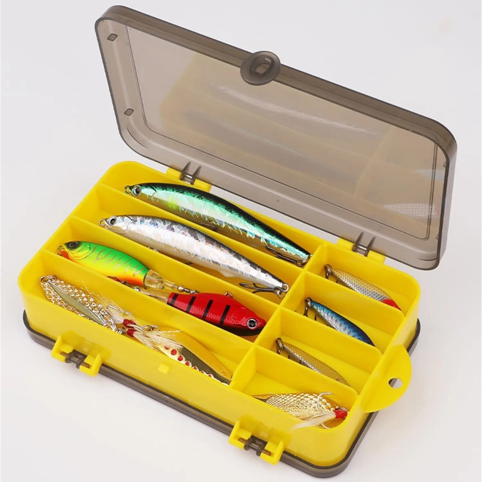 Double side fishing gear box, waterproof portable bag for baits, hooks, accessories and fishing equipment in salt water