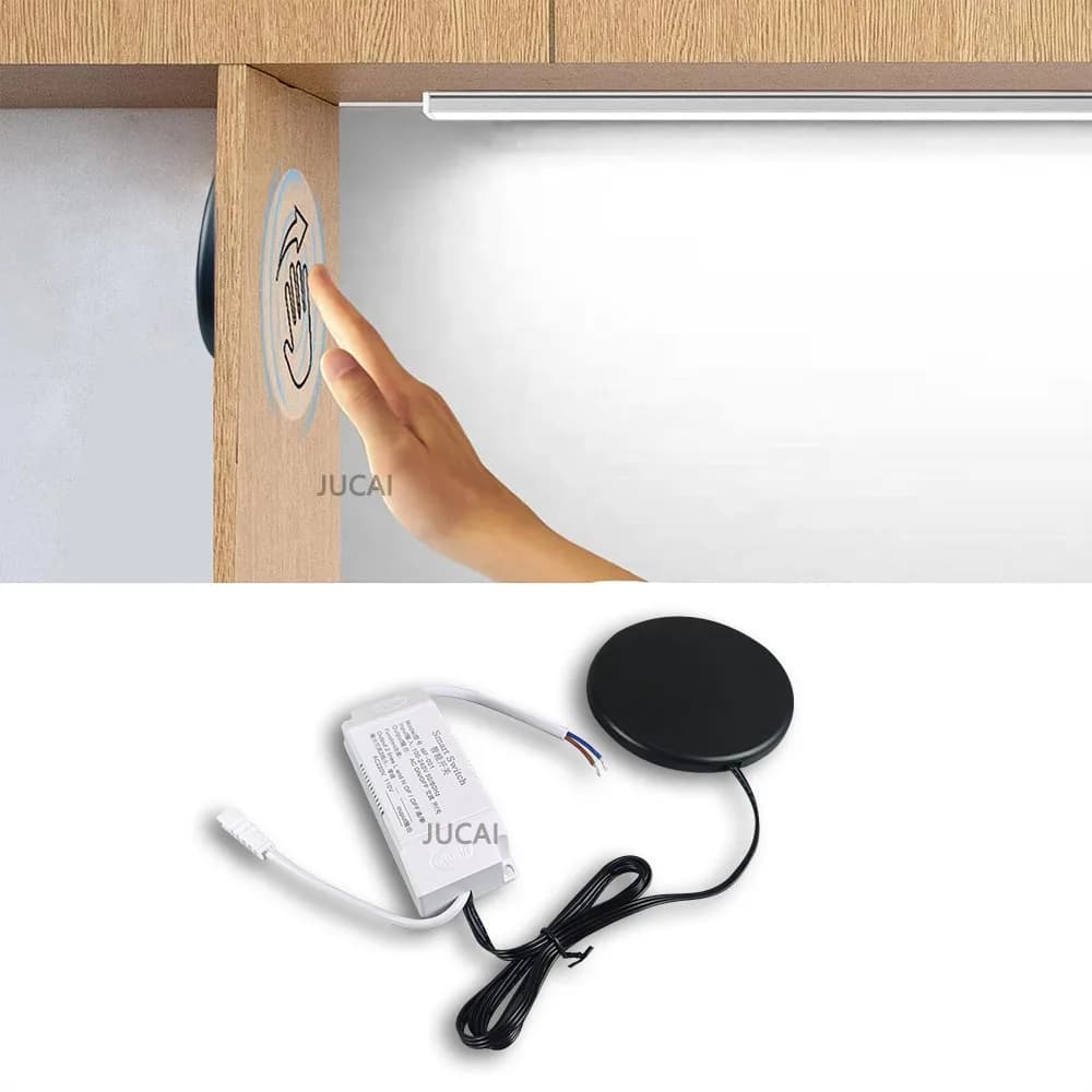 Touch Switch for Cabinet Wardrobe, 250W High Power Penetration Sensor 110V 220V, AC LED Switch US EU Plug Black White