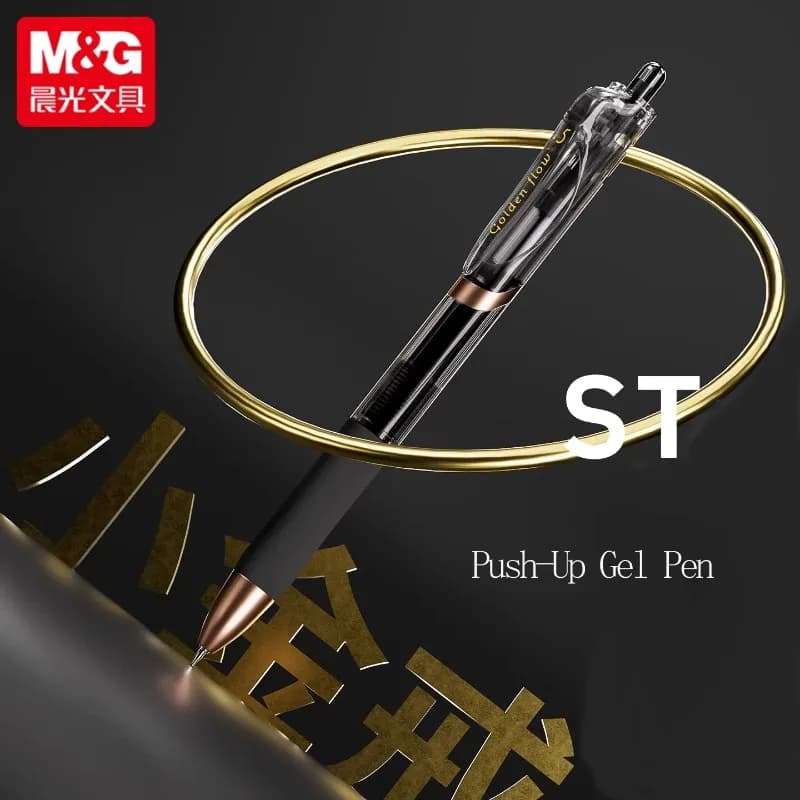 M&G Push-Up Gel Pen Sets 0.5MM High Quality Pens Quick-Drying Black Ink Smooth Writing Refillable for Business and Student Use