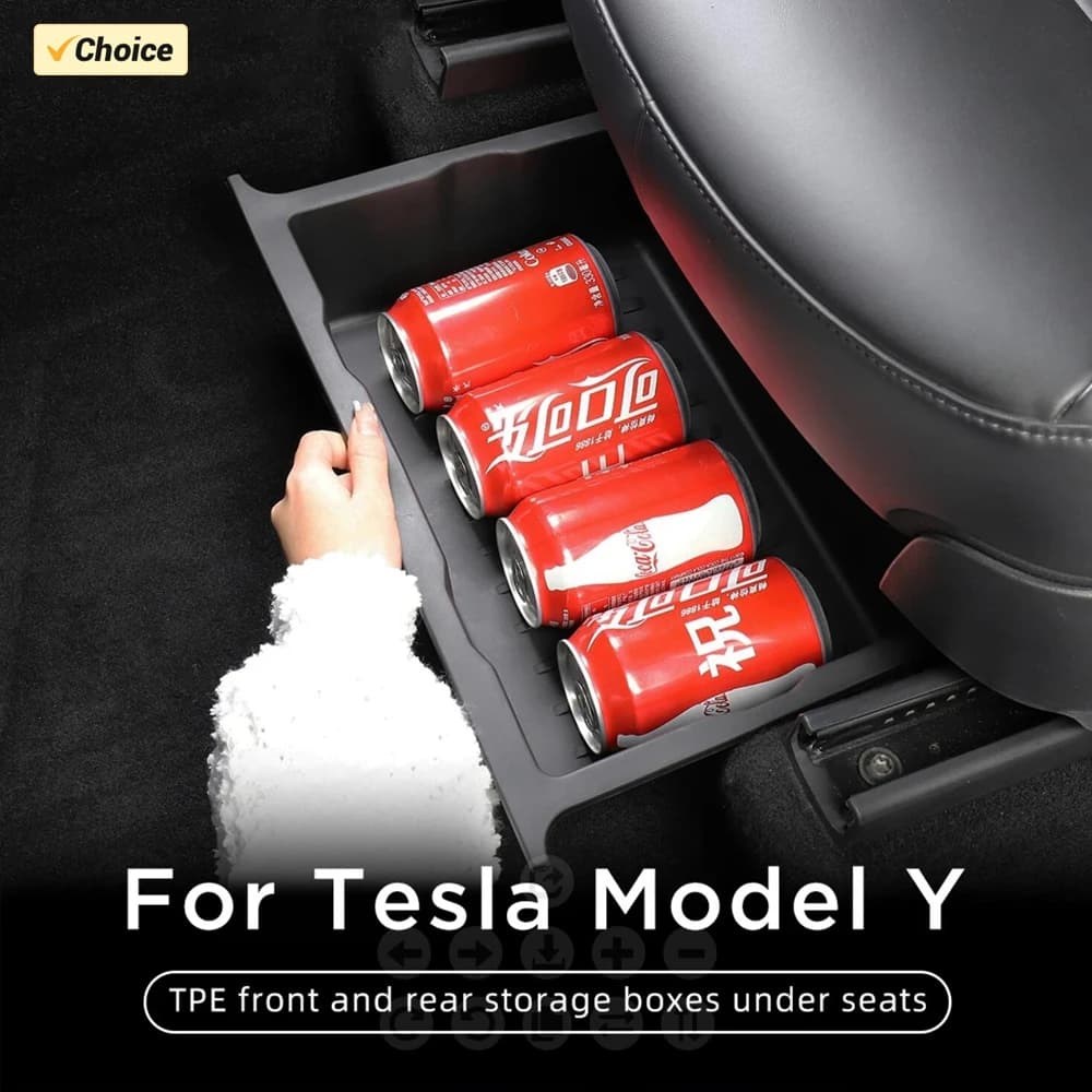 Storage box under the seat for Tesla Model Y Juniper 2025 Organizer containers for central console front back seat bag garbage tray accessories