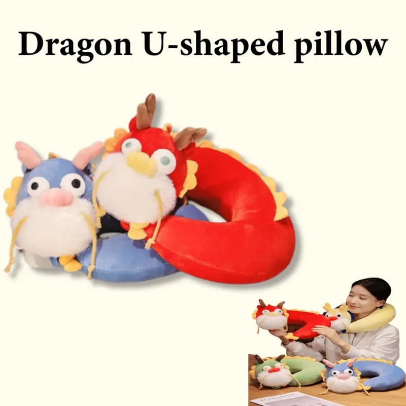 Anime Red Blue Dragon Pillow Airplane Neck cuscino in peluche a forma di U cuscini da viaggio giapponesi pisolino morbido cuscino imbottito in cotone