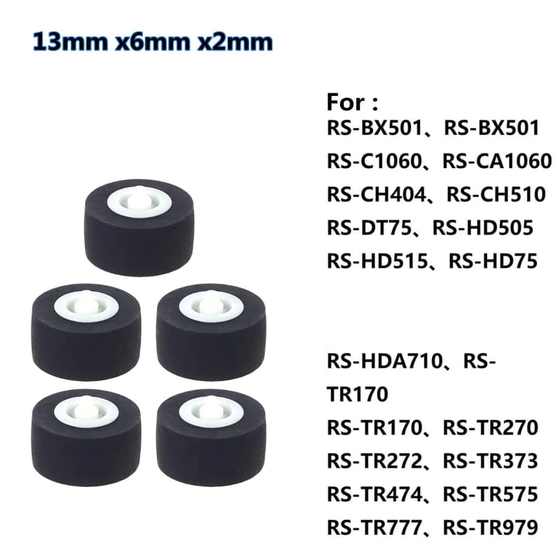 5 pz 13x6x2mm registratore di pressione Audio cassetta Deck Pinch Roller per Sony RS-CH770 RS-BX501 apparecchiature di registrazione musicale