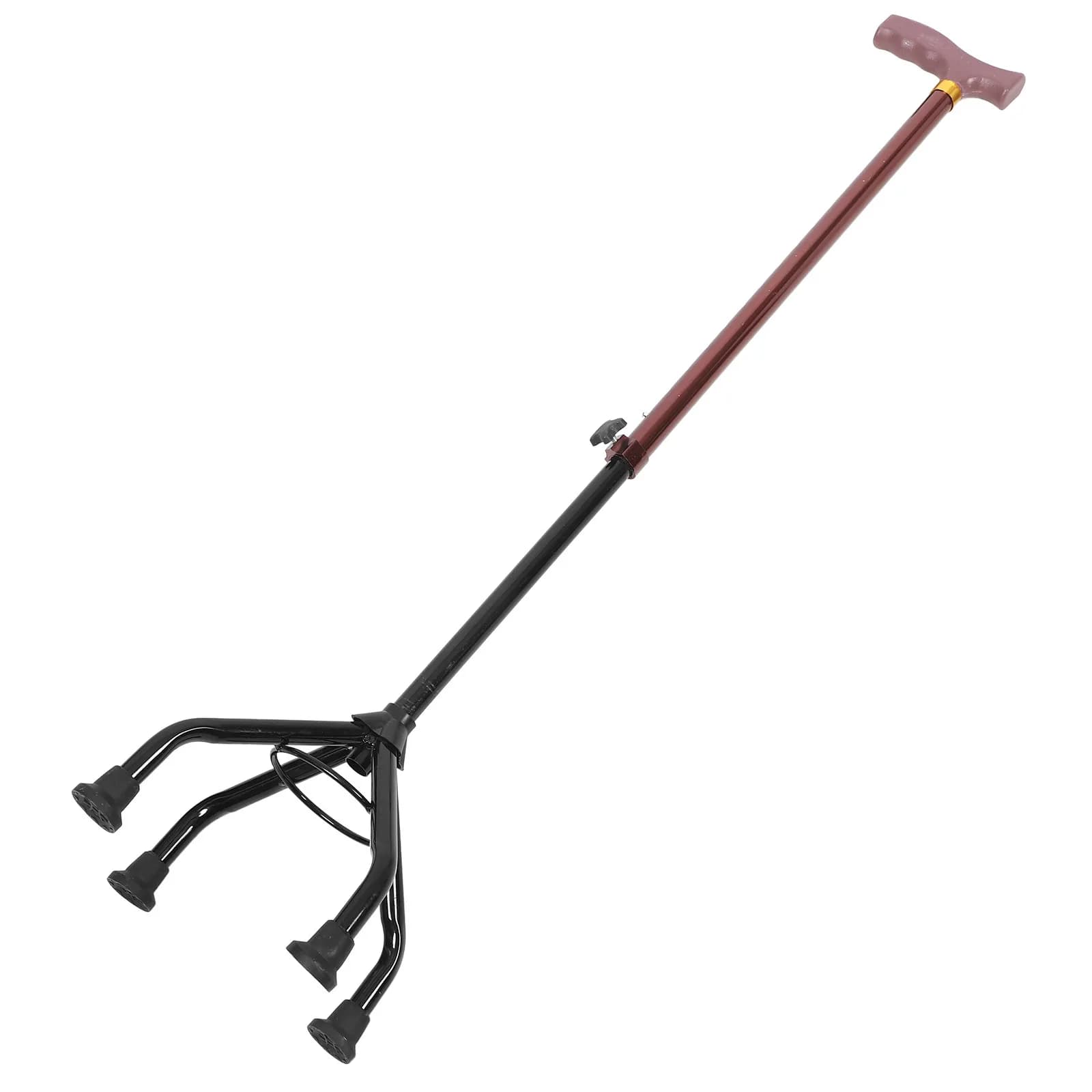 Adjustable Detachable Walking Stick Rubber Aluminum Alloy Hiking Cane Four Legged Nonslip Handle Trekking Pole Stability Outdoor