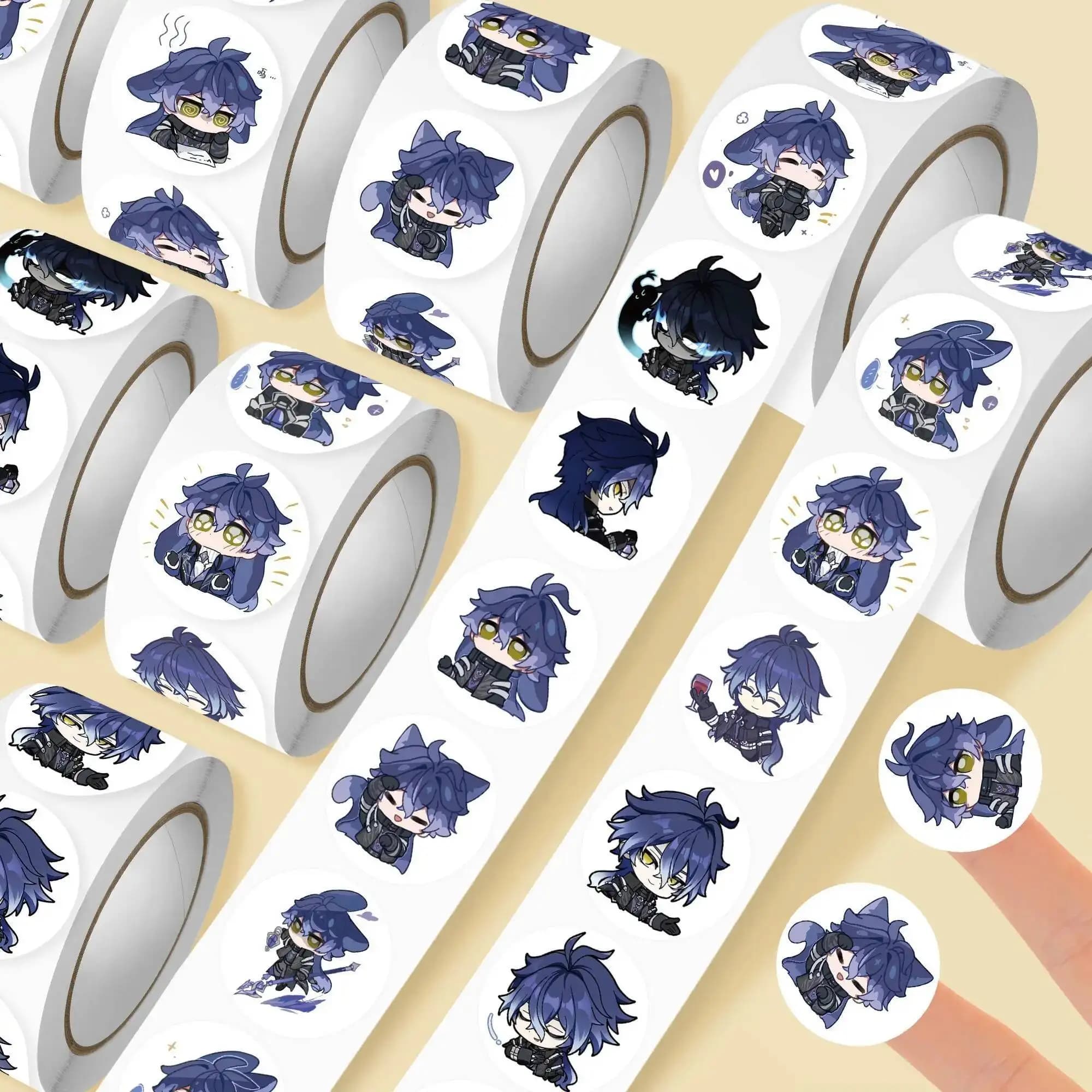 500Pcs/Pack Anime Genshin Impact Kyryll Chudomirovich Flins Q Version Theme Acg Seal Labels Stickers For DIY Gift Package