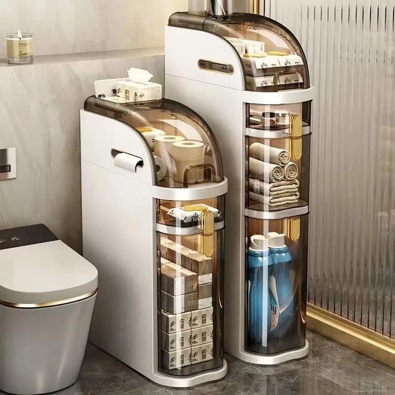 Armadietto da bagno stretto con ripiani in plastica impermeabili Scaffale organizer autoportante per spazi stretti 3/4/5 livelli