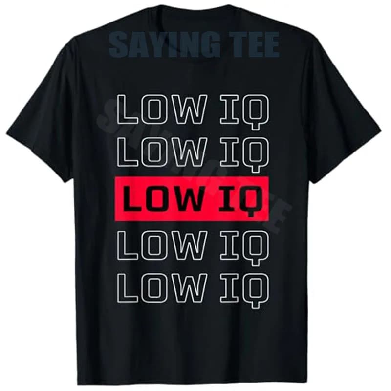 Citazione sarcastica: Basso QI per uomini e donne. Divertente maglietta Low IQ con lettere Y2k stampate, abbigliamento streetwear personalizzato, maglietta sarcastica