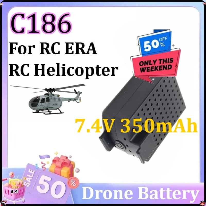 Batteria LiPo 7.4V 350mAh per Elicottero RC ERA C186, Accessori di Ricambio per Aeromobile RC C186