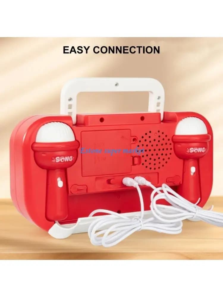 090B Divertente microfono per karaoke con cartoni animati per bambini e genitori con effetti sonori integrati per attività