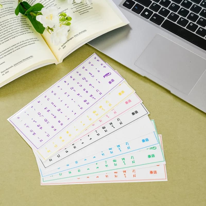 【Thai Language】Keyboard Stickers with Lettering That Can Be Peeled Off, Suitable for Desktop and Laptop Computers, Individual Key Stickers, Universal Type, Transparent Side-Engraved Stickers