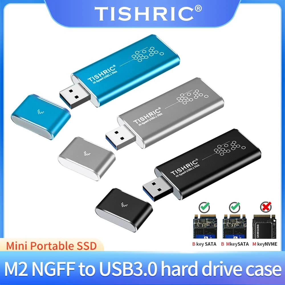 Custodia SSD TISHRIC M2 da NGFF a USB 3.0 Modello di unità flash USB Custodia SSD Custodia esterna per dissipatore di calore in metallo per telefono cellulare