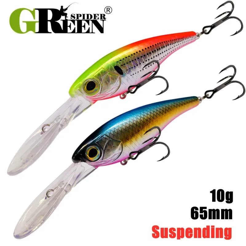 GREENSPIDER Sospendere Galleggiante Minnow 10g Dive Profonde Esca Dura Artificiale Richiamo di Pesca Invernale Per Luccio Prech Trota Articoli per la Pesca
