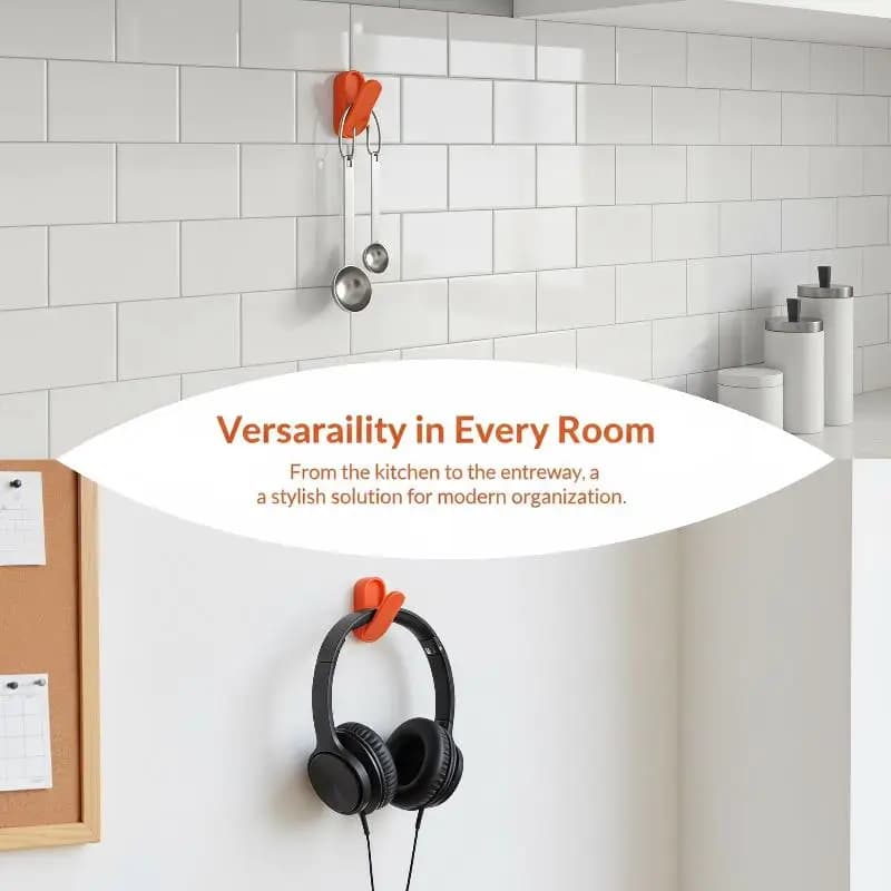 Foldable Adhesive Wall Hooks Heavy Duty No Drilling Reusable for Bathroom Kitchen Dorm Room Towel Bag Hanging