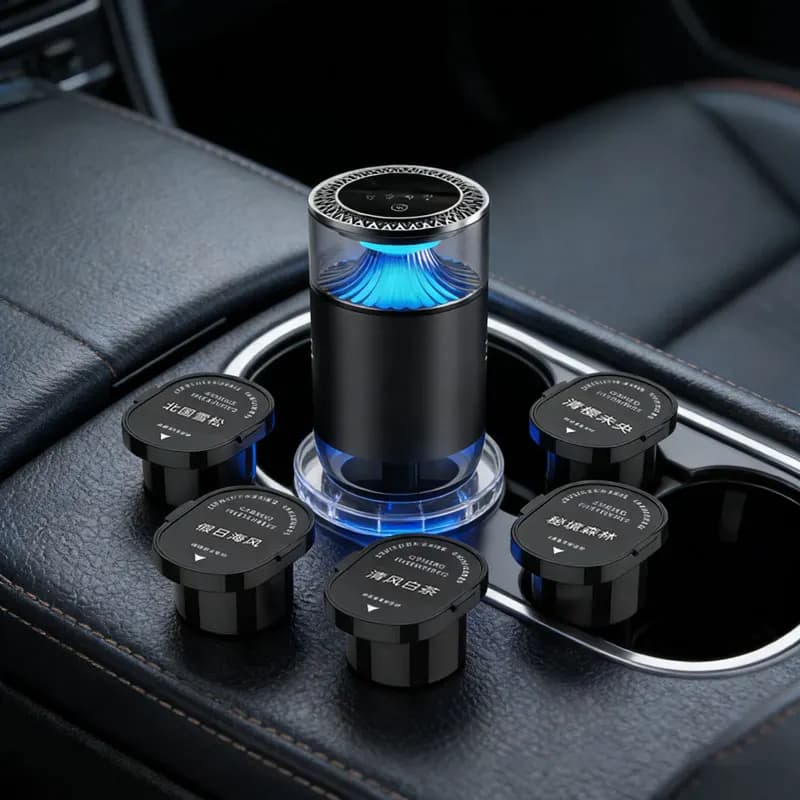 Essential Oil Diffuser for Auto, Intelligent Deodorant for Auto, Aromatherapy, Automatic Spray Rechargeable USB, Selection of 5 fragrances