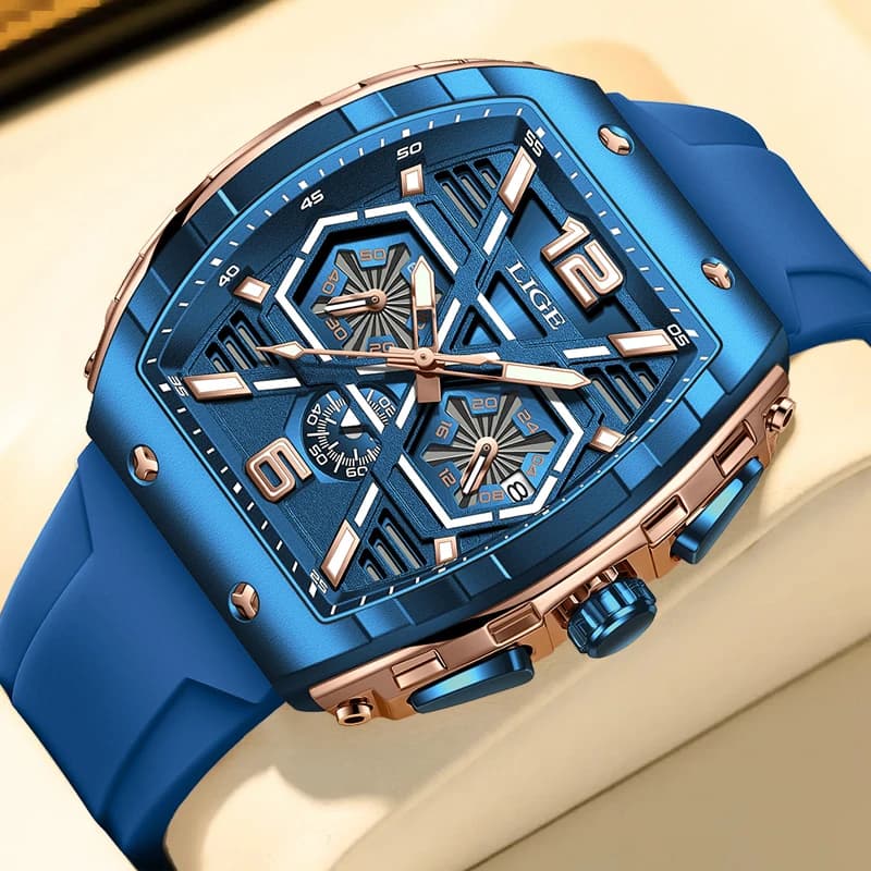 LIGE Men's Watches Luxury Military Quartz watch from the best brands for men Fashionable silicone chronograph watch Montre Homme