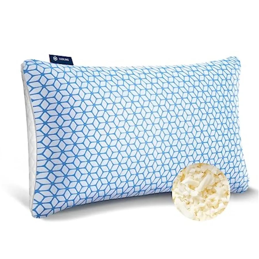 Cuscino per letto King Size, 1 pezzo, in memory foam triturato regolabile, rinfrescante, morbido e di supporto per chi dorme su fianco, schiena e pancia