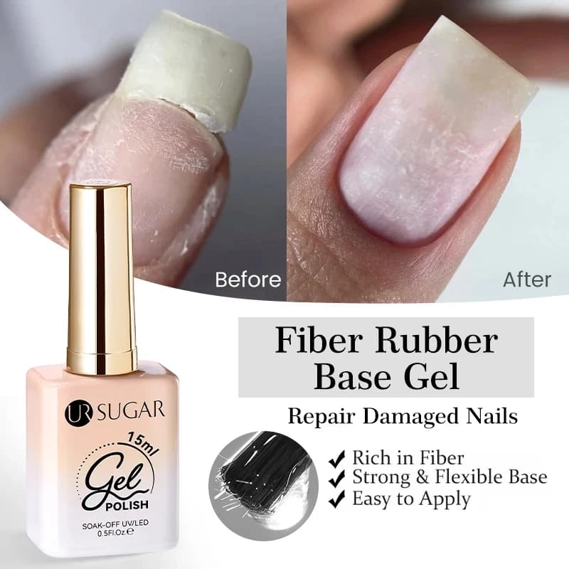 UR SUGAR 15ml Base in fibra di gomma Gel Aggiornamento Unghie rotte Riparate in fibra di vetro Trasparente Costruzione rapida Gel da costruzione UV Soak Off