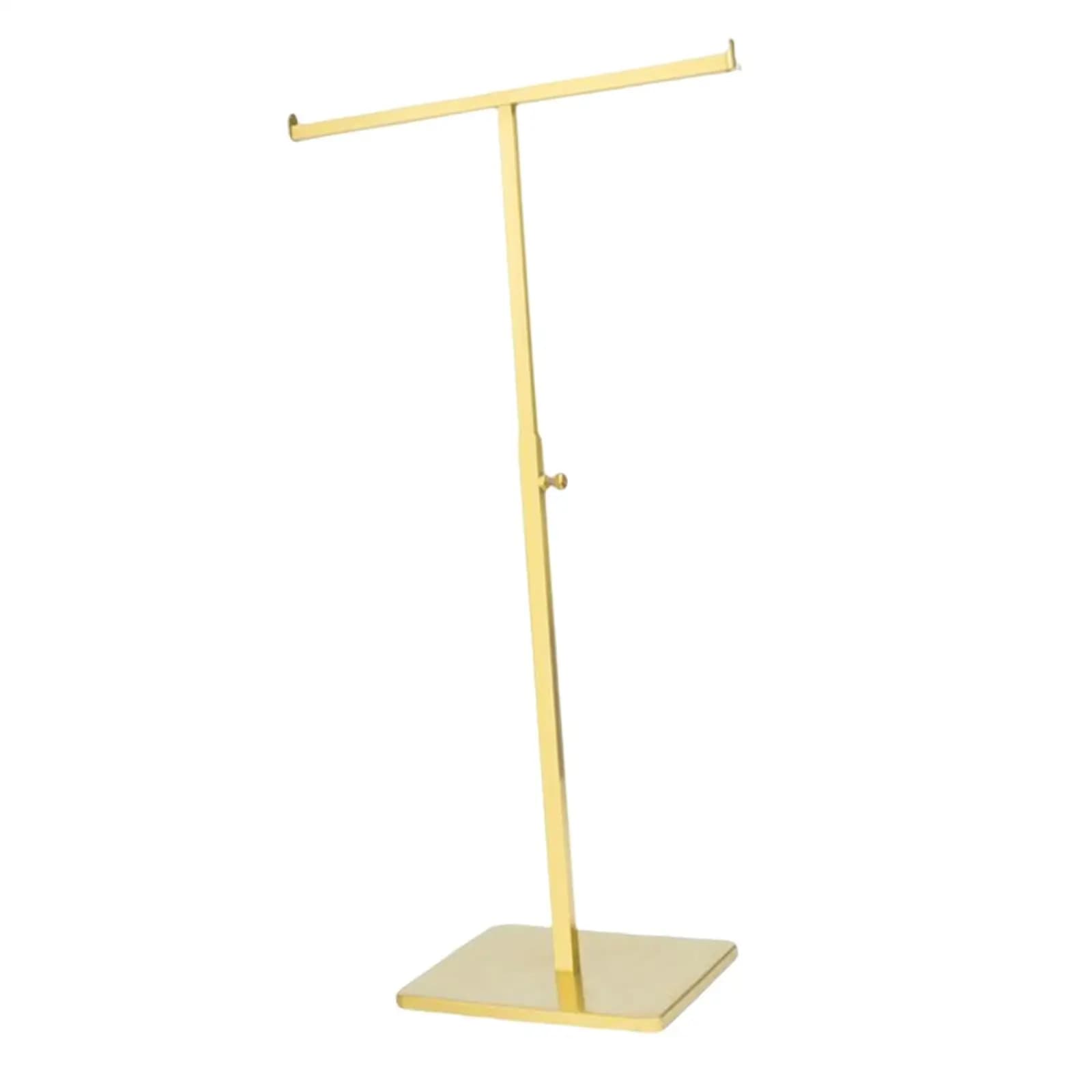 Espositore per borse staccabile Bancone regolabile Barra a T squisita in metallo per scarf Portaborse Base stabile Scaffale per gioielli Oro