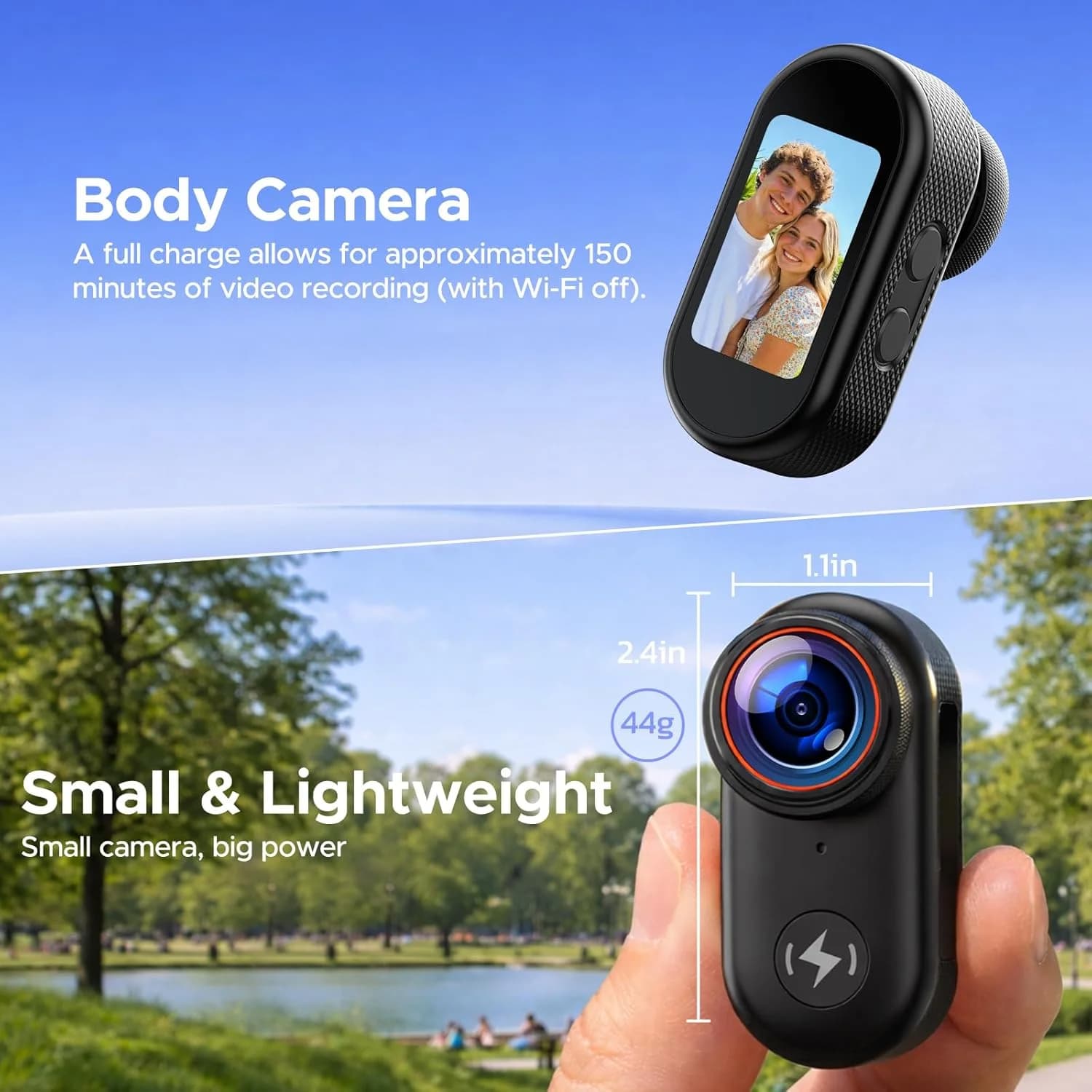 Nuova Videocamera Sportiva 4K Indossabile, Action Cam Magnetica Formato Pollice con Stabilizzazione e Registrazione Audio/Video