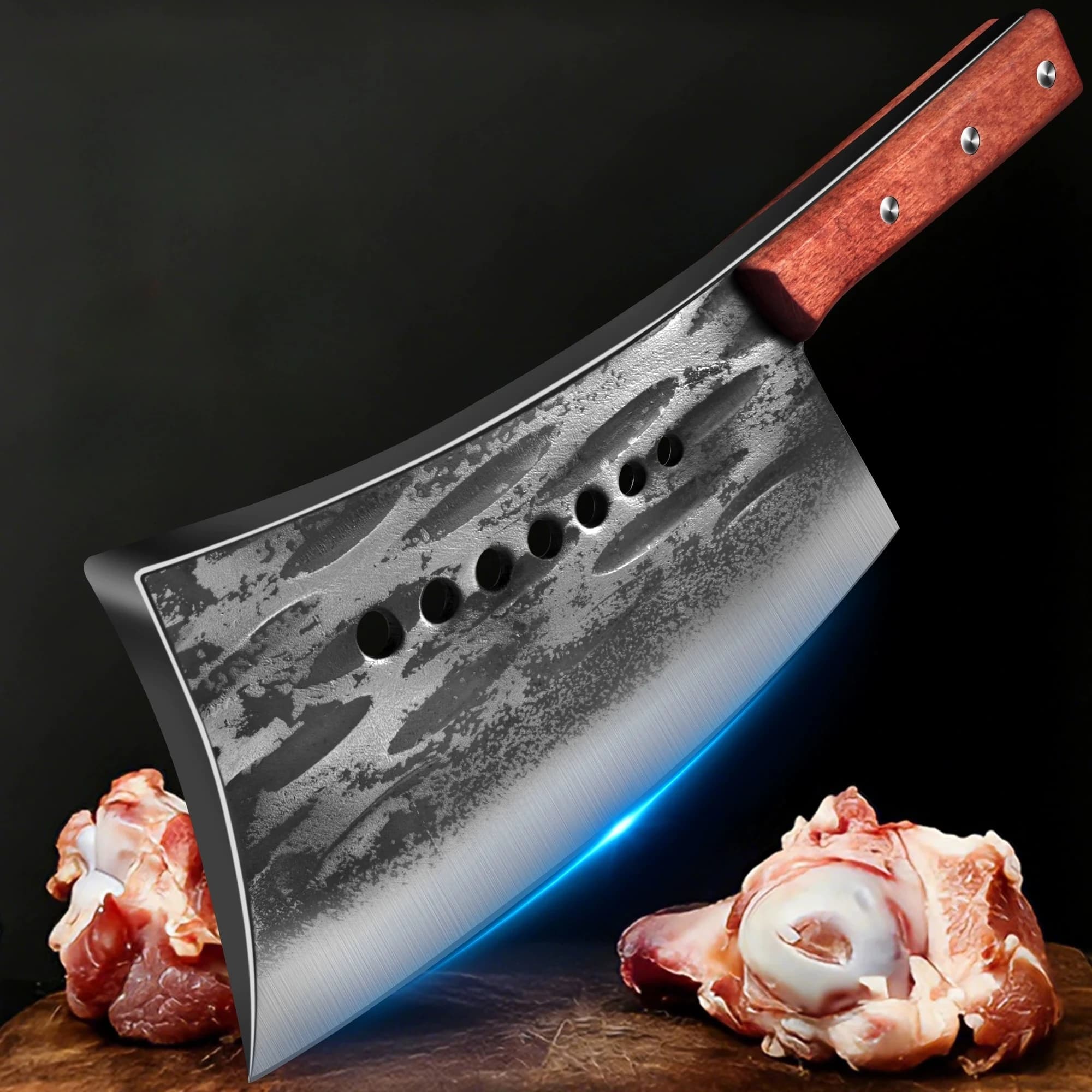 High carbon steel butcher knife to cut bones, heavy duty butcher knife, hand forged kitchen knife to cut bones, kitchen knife for the house