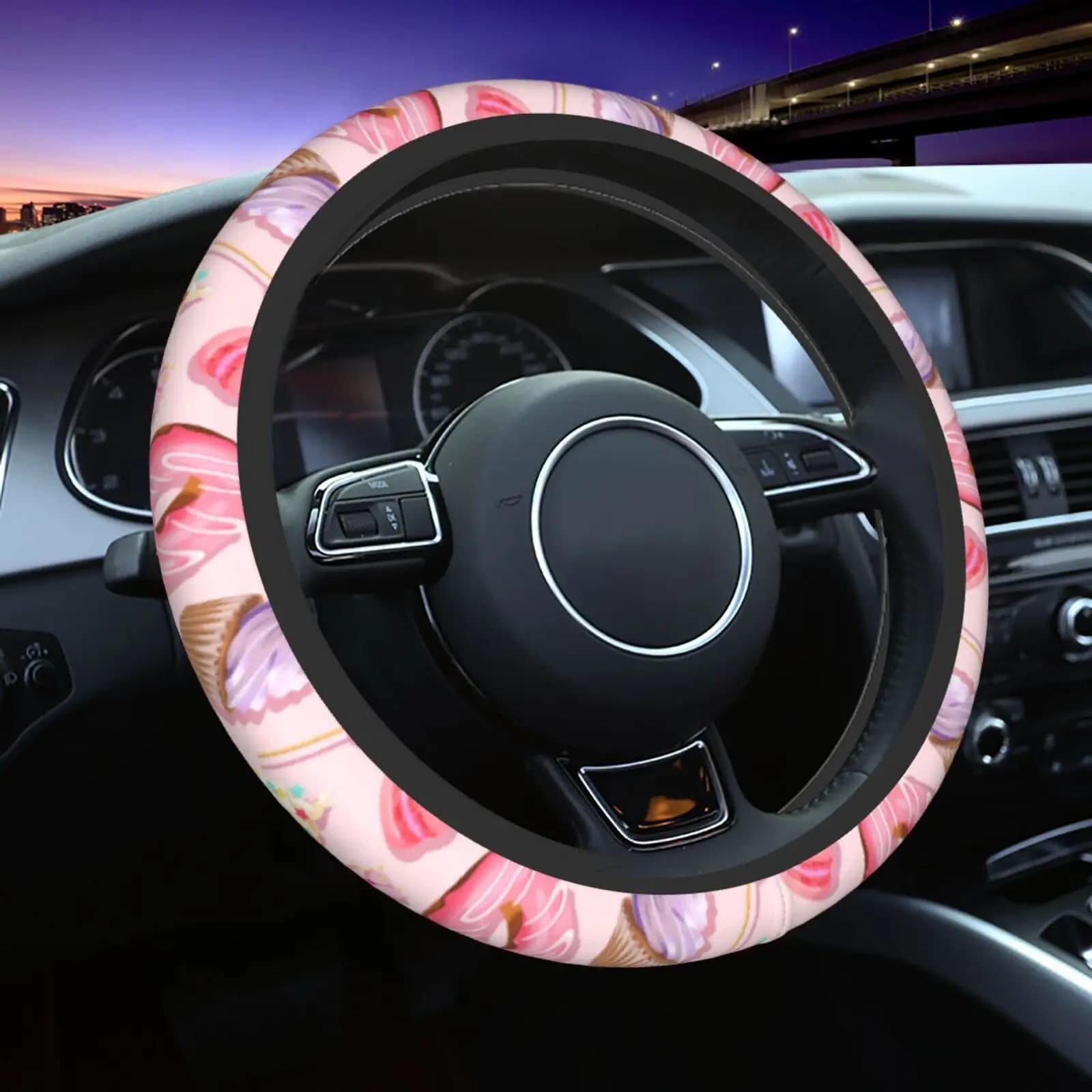 Cover for cupcakes and donuts Macaron pink Car accessories 15 inch universal wheel protection for SUV trucks