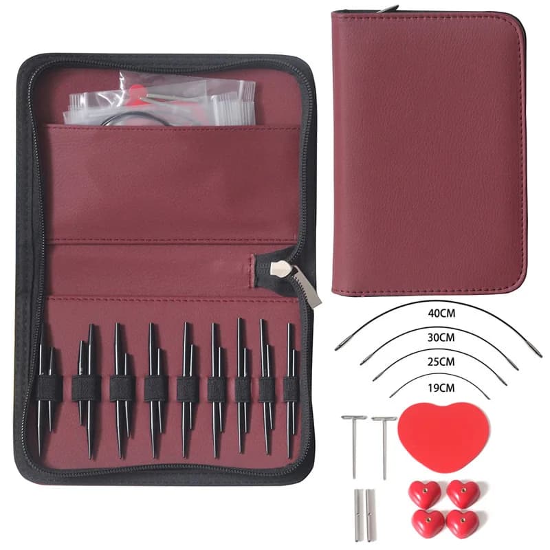 9 paia di ferri da maglia con maniche 5 cm 8 cm perni per tessitura circolari intercambiabili corti dimensioni 3.0mm-6.0mm set di strumenti per cucito