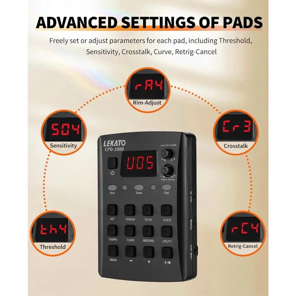 Set di Batteria Elettronica Portatile con Pad in Rete, 220 Suoni, USB MIDI, Pedali, Bacchette e Borsa da Viaggio - Spedizione dagli USA