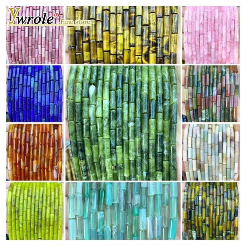 4x13mm Tubo di Pietra Naturale Giada Turchese Cristallo Branelli Allentati Del Distanziatore per la Produzione di Gioielli Fai Da Te Braccialetti Pendenti E Ciondoli Orecchini Accessori