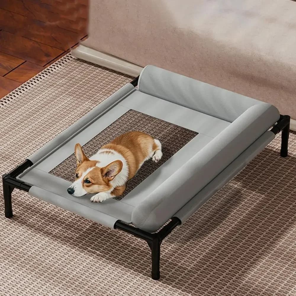 Pet Furniture Mesh Elevated Dog Beds Breathable with Pillow Raised Dog Bed Removable Dog Cots Beds Cat Patio Sunbathing