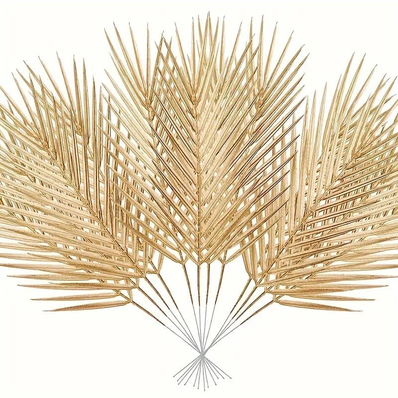5 pezzi di foglie di palma artificiali dorate piante tropicali finte fiori finti per interni casa all'aperto vaso fai da te riempitivo festa di nozze Deco