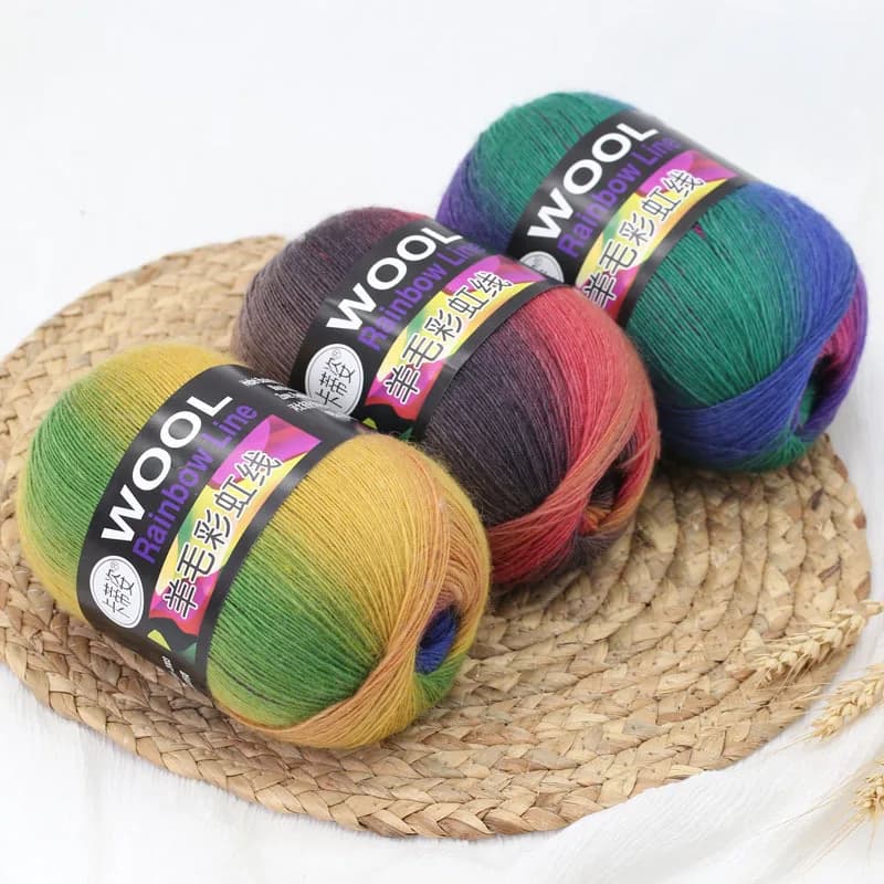100g Filato di Lana Colorante Arcobaleno Lana Fiore Gradiente Medio Spesso Bastone Ago di Lana Lavorato A Mano Cappello Cappotto Sciarpa Linea