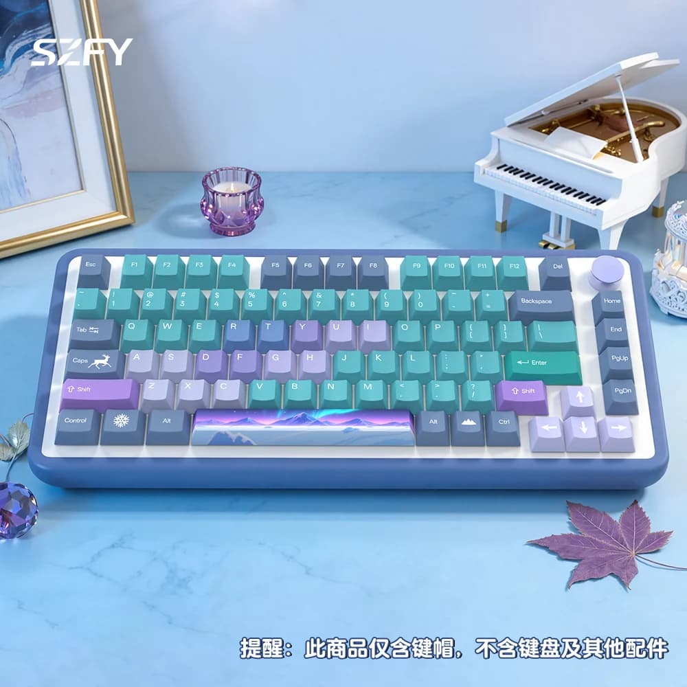 KYOMOT Northern Lights Theme Keycap Cherry Profile Custom Language Koeanr Jap Ger Keycaps for MX Switch Game Mechanical Keyboard