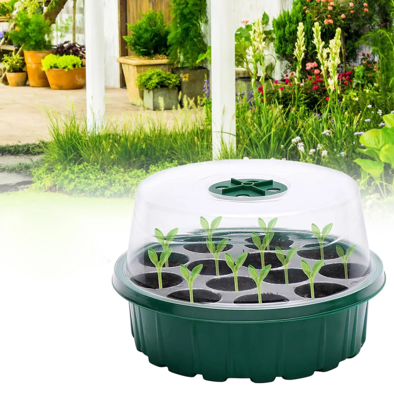 Round plastic seed tray set Starter tray for ventilated dome seeds from 13 cells for germination of vegetables and indoor flowers