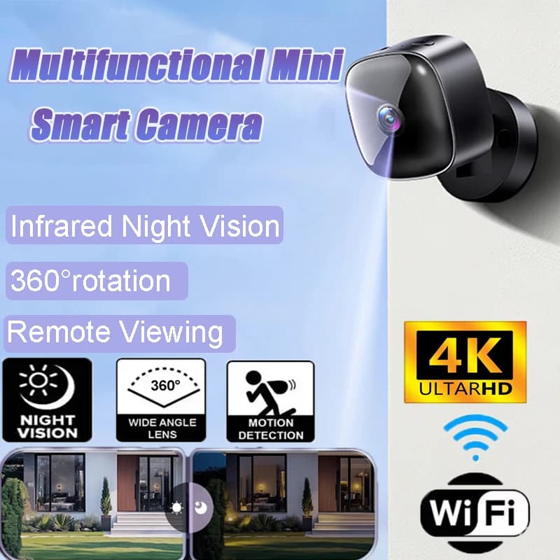 Mini Telecamera 4K HD Wi-Fi, Videocamera Wireless per Sicurezza e Monitoraggio Remoto, Telecamera Intelligente per Videosorveglianza Domestica 2026