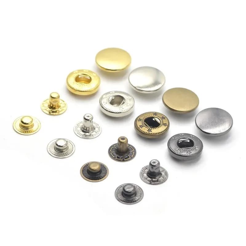 50 set di bottoni automatici classici in bronzo da 0,59 pollici, per borse, giacche e jeans