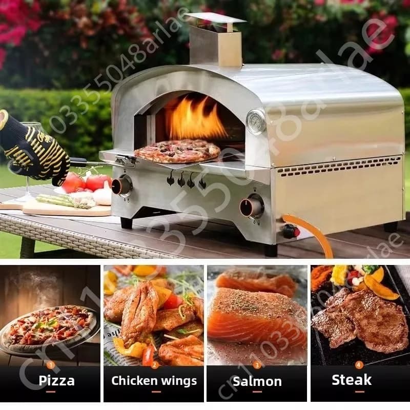 Forno a gas da esterno con pietra rotante automatica - Forni portatili per pizza a propano da 14 pollici per esterni - Professio