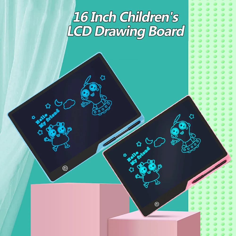16/10 pollici LCD Tavoletta da disegno per bambini Giocattoli educativi Doodle Tavoletta da scrittura Regali per bambini Ricarica USB Pad per scrittura elettronica