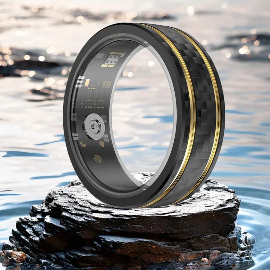Anello Fitness Intelligente per Uomo e Donna, Monitoraggio Frequenza Cardiaca, Pressione Sanguigna, Ossigeno, Sonno, Contapassi, Impermeabile per Sport e Salute