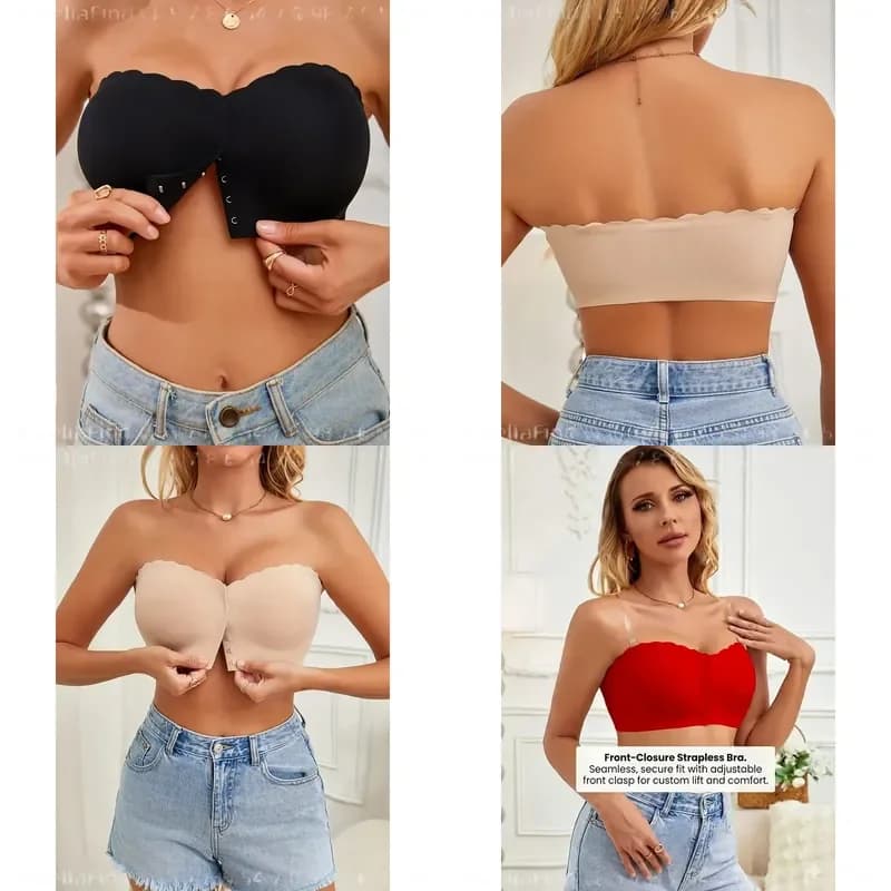 Women Seamless Invisible Strap Bra Wire‑Free Front Closure Comfortable Solid Color Lingerie Soft Breathable Daily Wear Underwear