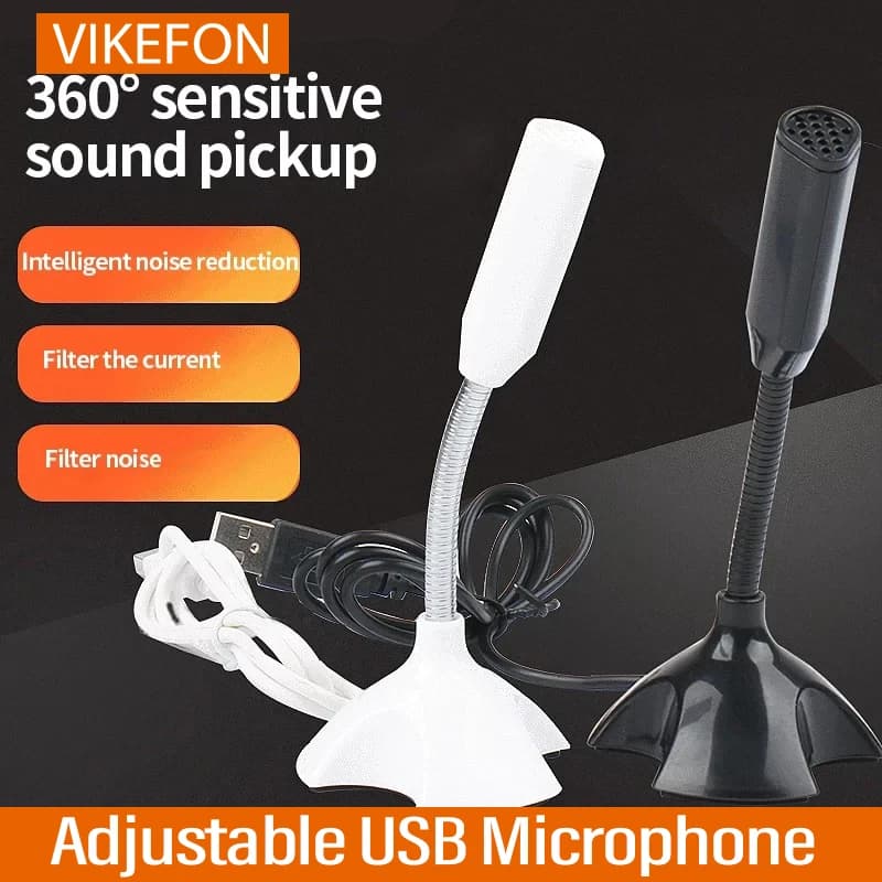 VIKEFON Microfono USB per laptop e computer Studio regolabile Canto Giochi Streaming Mikrofon Supporto per microfono con supporto da tavolo
