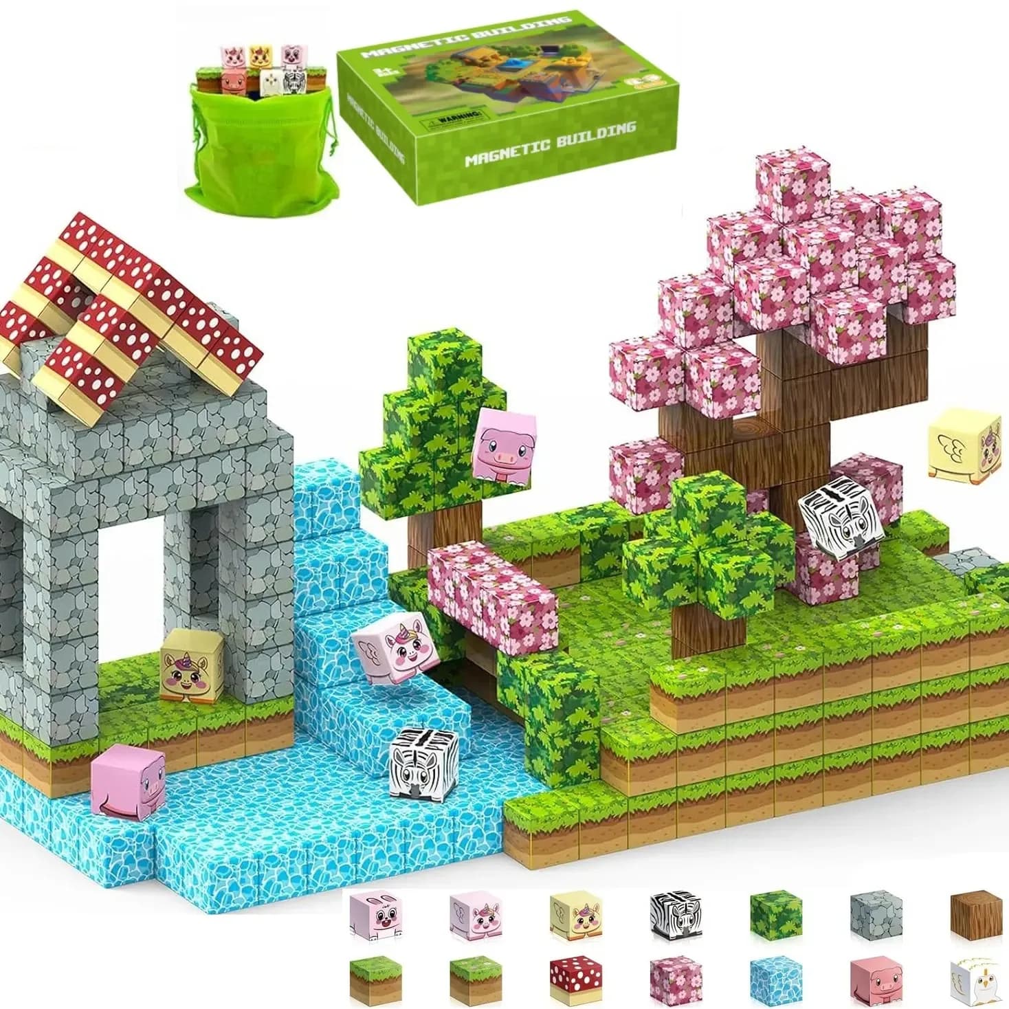 Mattoncini Magnetici da Costruzione, Blocchi Magnetici Creativi, Giocattoli Educativi STEM, Set di Costruzione Magnetico Montessori per Bambini