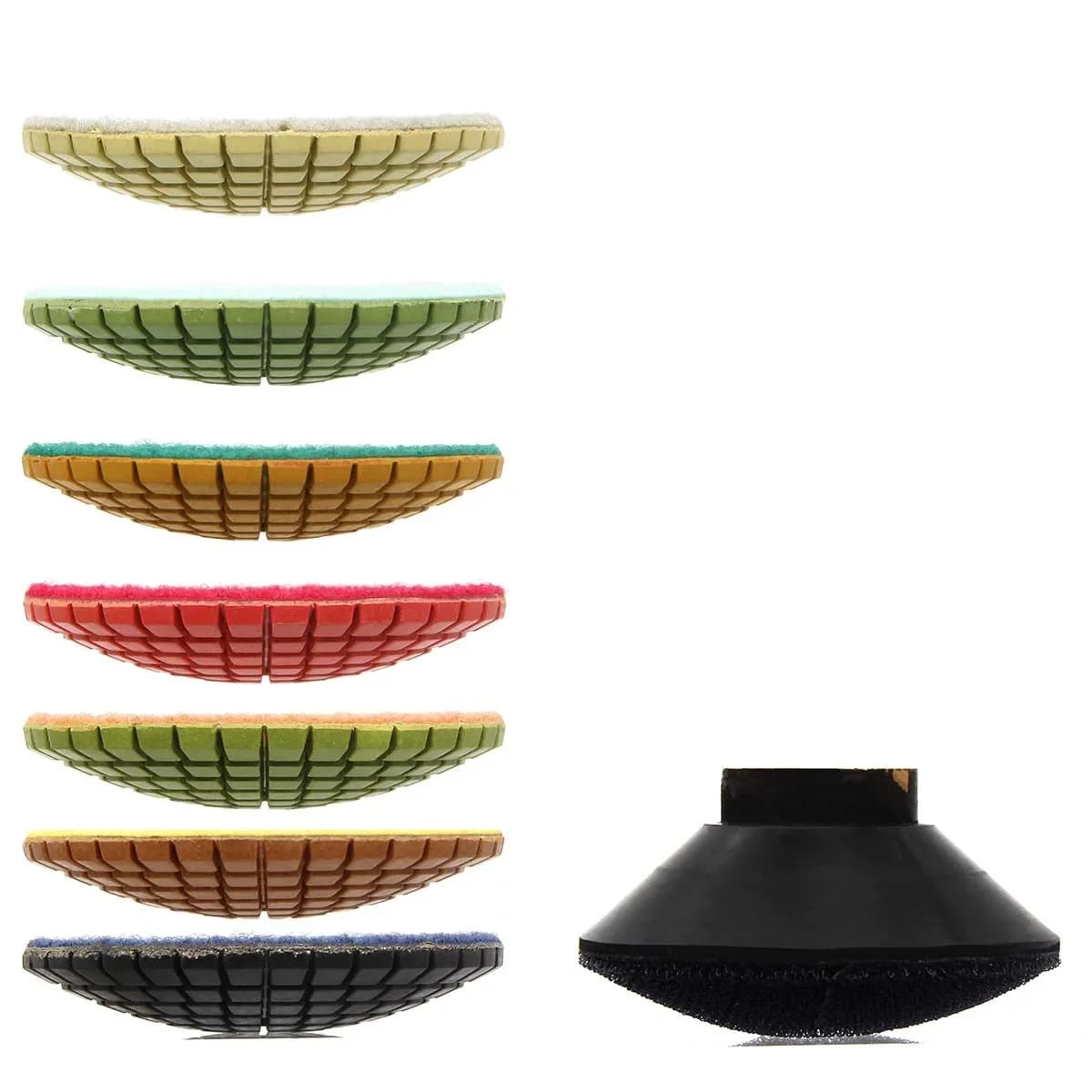 SUBRILLI Tampone per lucidatura convesso diamantato da 3/4 pollici per Ogee Groove Edge Bowl Ruota per levigatura ad arco Disco per lucidatura Supporto in gomma M14 5/8-11