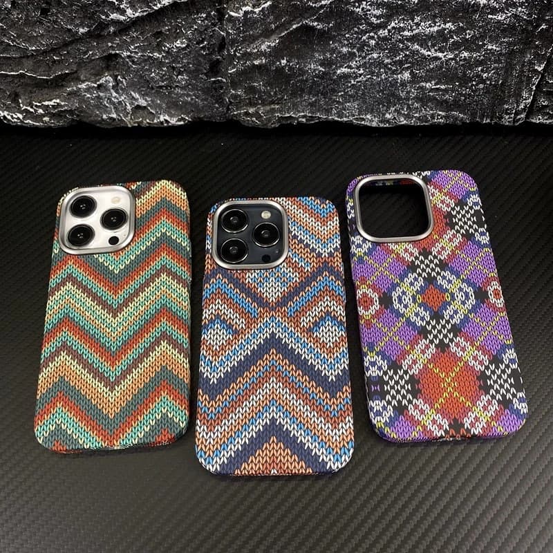 High-end Carbon Fiber Braided Texture Case For iPhone 17 Pro Max 14 13 12 15 16 Pro Max Night Glow Magnetic Shockproof Cover