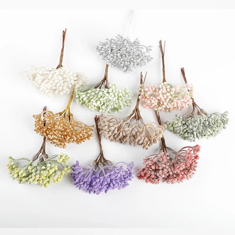 6pcs Mini Artificial Grass Plant Artificial Flowers for Wedding Christmas Decor DIY scrapbooking Wreath Fake flowers