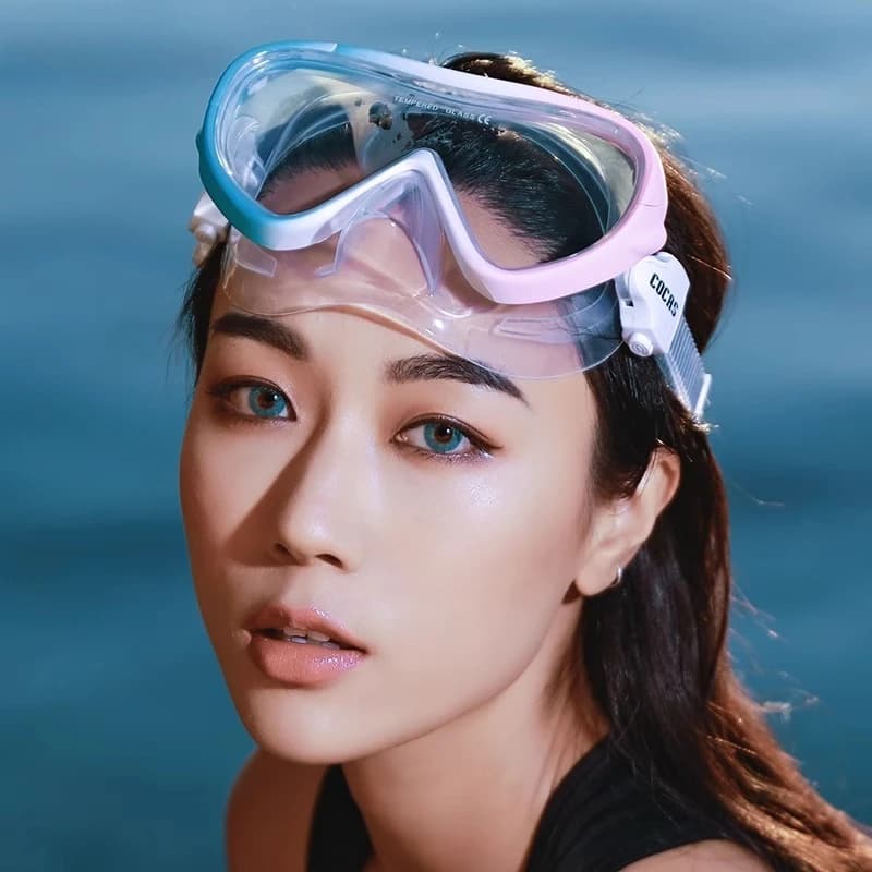 High-definition diving glasses with integrated waterproof swimming and snorkeling equipment with large frame
